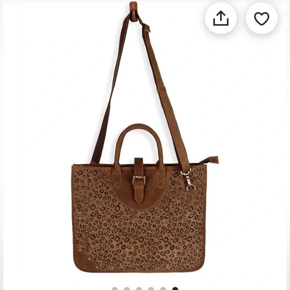 Vaan & Co Jade Mixed Animal Print Suede and Leather Up Cycled Messenger …